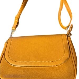 Yellow Leatherette Crossbody Bag with Adjustable Strap